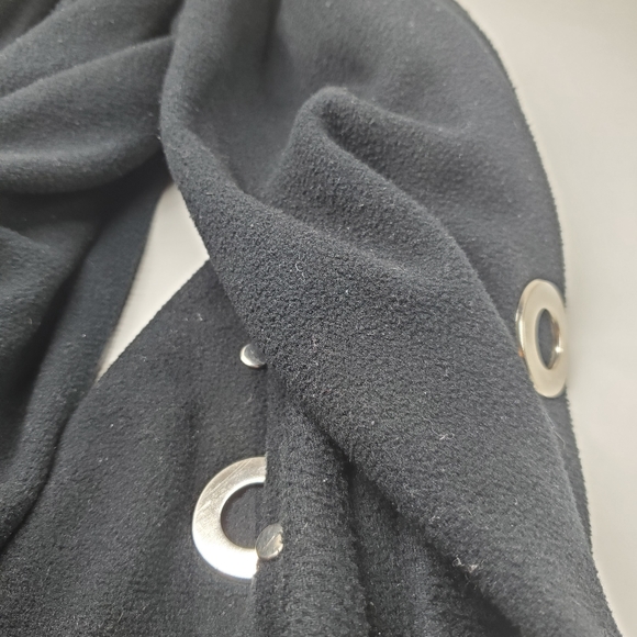 Black Fleece Studded Silver Grommet Scarf - Picture 6 of 9